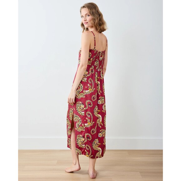 PRINTFRESH Tiger Chic Slip Dress Merlot L - Picture 3 of 3